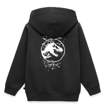 Jurassic World Logo In Weiß Mit T-Rex Unterwasser - Kinder Premium Organic Hoodie - Schwarz - Hinten - AI Model Kid Male (0cm)