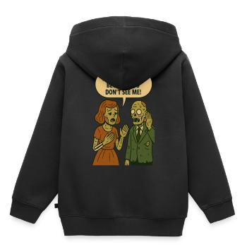 Je m’en vais, parce que vous ne me voyez pas ! - Sweat Premium à capuche enfant bio - noir - Dos - AI Model Kid Male (0cm)