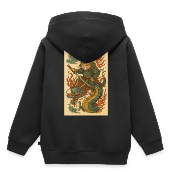 Fantôme d’un guerrier dans Dragon Battle - Sweat Premium à capuche enfant bio - noir - Dos - AI Model Kid Male (0cm)