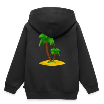 Palmen Insel - Kinder Premium Organic Hoodie - Schwarz - Hinten - AI Model Kid Male (0cm)
