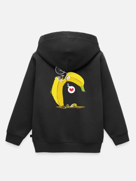 Vélo de route banane - Sweat Premium à capuche enfant bio - noir