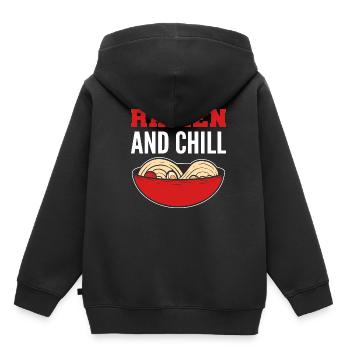 Ramen et Chill Chill Personne Cadeau - Sweat Premium à capuche enfant bio - noir - Dos - AI Model Kid Male (0cm)