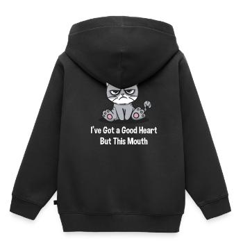 I have a good heart, but this mouth funnier - Kids Premium Organic Hoodie - black - Back - AI Model Kid Male (0cm)
