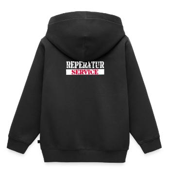 Reperatur Service T-Shirt Arbeitskleidung - Kinder Premium Organic Hoodie - Schwarz - Hinten - AI Model Kid Male (0cm)