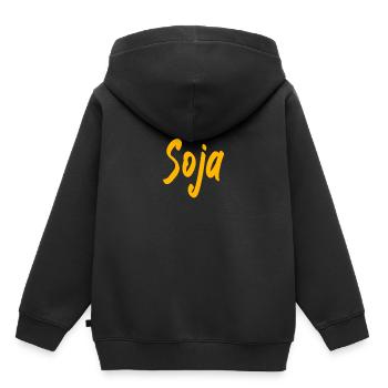 Soja Cadeau Idée cadeau Végétarien Veggie - Sweat Premium à capuche enfant bio - noir - Dos - AI Model Kid Male (0cm)