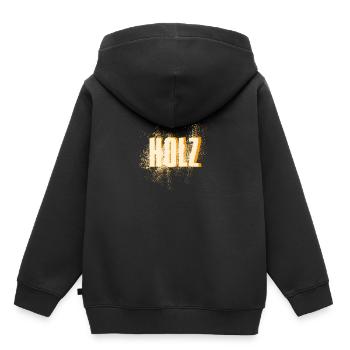 Holz - Kinder Premium Organic Hoodie - Schwarz - Hinten - AI Model Kid Male (0cm)
