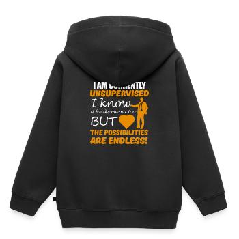 lustig funny Bestseller Geschenkidee - Kinder Premium Organic Hoodie - Schwarz - Hinten - AI Model Kid Male (0cm)