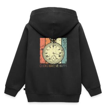 Horlogerie me rend heureux - Sweat Premium à capuche enfant bio - noir - Dos - AI Model Kid Male (0cm)