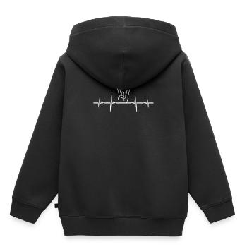 Rock Fingers Horns ligne de cœur EKG Metal cadeau - Sweat Premium à capuche enfant bio - noir - Dos - AI Model Kid Male (0cm)
