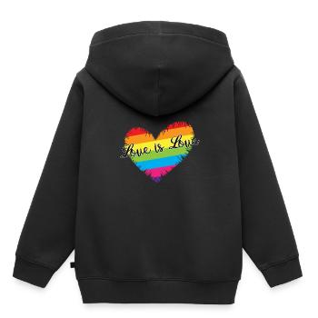 L'amour est coeur d'amour - Sweat Premium à capuche enfant bio - noir - Dos - AI Model Kid Male (0cm)