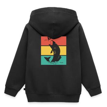 Poisson poisson coloré - Sweat Premium à capuche enfant bio - noir - Dos - AI Model Kid Male (0cm)