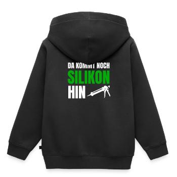 Da kommt noch Silikon Handwerker - Kinder Premium Organic Hoodie - Schwarz - Hinten - AI Model Kid Male (0cm)
