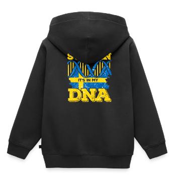 Suède Sverige Vikings flag ADN de Scandinavie - Sweat Premium à capuche enfant bio - noir - Dos - AI Model Kid Male (0cm)