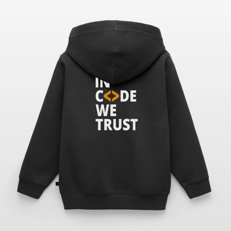 En code, nous faisons confiance au programmeur Geek Coding Nerd Sweat Premium à capuche enfant bio