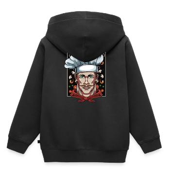 Chef Cuisinier Cuisinier Restaurant Cuisine - Sweat Premium à capuche enfant bio - noir - Dos - AI Model Kid Male (0cm)