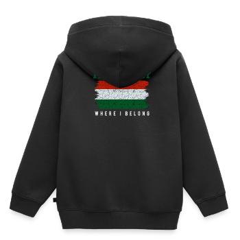 Hungary - Kids Premium Organic Hoodie - black - Back - AI Model Kid Male (0cm)