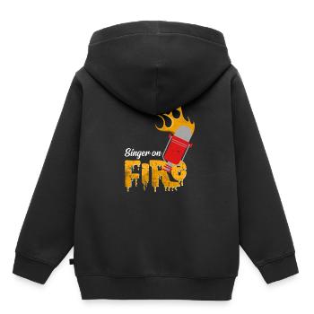 Singer On Fire Mikrophon Musikalisch Geschenkidee - Kinder Premium Organic Hoodie - Schwarz - Hinten - AI Model Kid Male (0cm)
