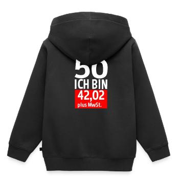 50 Jahre Plus MwSt 50. Geburtstag Spruch Geschenk - Kinder Premium Organic Hoodie - Schwarz - Hinten - AI Model Kid Male (0cm)