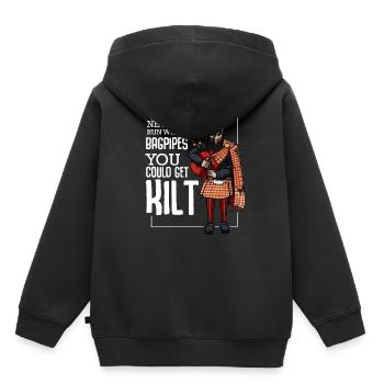 Dudelsack - Kinder Premium Organic Hoodie - Schwarz - Hinten - AI Model Kid Male (0cm)