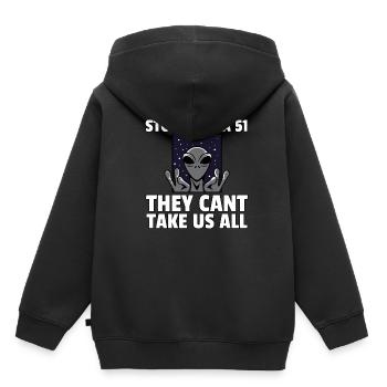 Alien Ufo Aliens Espace Tout Drôle Zone 51 - Sweat Premium à capuche enfant bio - noir - Dos - AI Model Kid Male (0cm)