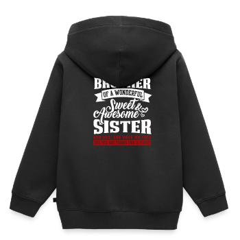 Frère et soeur - Sweat Premium à capuche enfant bio - noir - Dos - AI Model Kid Male (0cm)