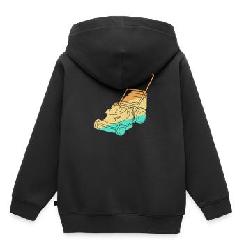 Tondeuse à gazon Tondeuse vintage retro - Sweat Premium à capuche enfant bio - noir - Dos - AI Model Kid Male (0cm)