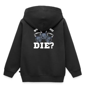 Kugelhantel Kettlebell Fitness Sport Training - Kinder Premium Organic Hoodie - Schwarz - Hinten - AI Model Kid Male (0cm)