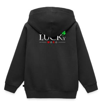 Je serais plutôt chanceux en disant un cadeau de joueur de poker - Sweat Premium à capuche enfant bio - noir - Dos - AI Model Kid Male (0cm)
