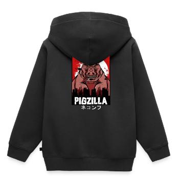 Pigzilla Funny parody of pig gift - Kids Premium Organic Hoodie - black - Back - AI Model Kid Male (0cm)