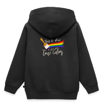 Gay Pride - Sweat Premium à capuche enfant bio - noir - Dos - AI Model Kid Male (0cm)