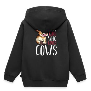 Kuh - Just A Girl Who Loves Cows - Lustige Sprüche - Kinder Premium Organic Hoodie - Schwarz - Hinten - AI Model Kid Male (0cm)