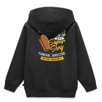 Bestatter Bestattung Friedhof Sarg Beerdigung - Kinder Premium Organic Hoodie - Schwarz - Hinten - AI Model Kid Male (0cm)