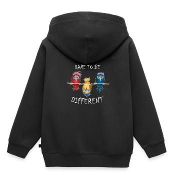 Soyez différent contre le cadeau d'oiseau LGBT actuel - Sweat Premium à capuche enfant bio - noir - Dos - AI Model Kid Male (0cm)