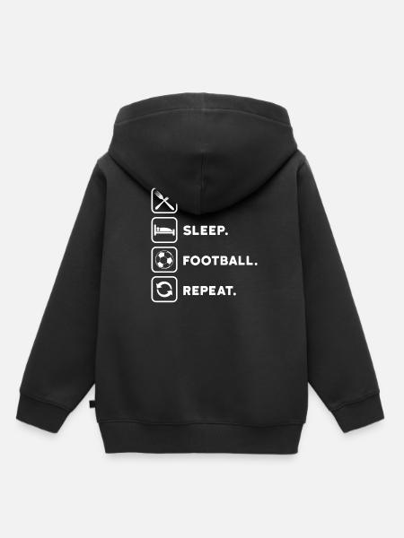Fußball Eat Sleep Repeat - Kinder Premium Organic Hoodie - Schwarz