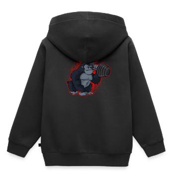 Gorilla Krafttraining - Kinder Premium Organic Hoodie - Schwarz - Hinten - AI Model Kid Male (0cm)