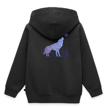 Wolf Alpha Résumé - Sweat Premium à capuche enfant bio - noir - Dos - AI Model Kid Male (0cm)