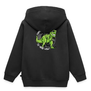Costume T-Rex Tyrannosaurus Dino Boy Cadeau - Sweat Premium à capuche enfant bio - noir - Dos - AI Model Kid Male (0cm)
