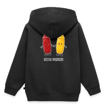 Ketchup et moutonne - Sweat Premium à capuche enfant bio - noir - Dos - AI Model Kid Male (0cm)