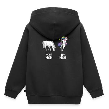 Your maman my maman LGBT Licorne LGBTQ homosexuel - Sweat Premium à capuche enfant bio - noir - Dos - AI Model Kid Male (0cm)