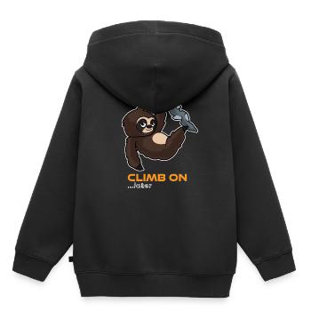 Klettern Faultier Lustig - Kinder Premium Organic Hoodie - Schwarz - Hinten - AI Model Kid Male (0cm)