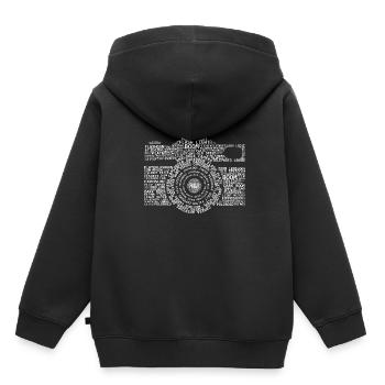 Description de la caméra - Sweat Premium à capuche enfant bio - noir - Dos - AI Model Kid Male (0cm)