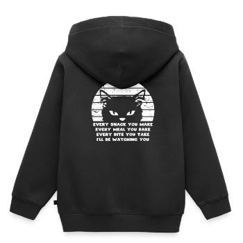 Hungrige Katze - Kinder Premium Organic Hoodie - Schwarz - Hinten - AI Model Kid Male (0cm)
