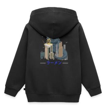 Soupe aux nouilles ramen Monster - Sweat Premium à capuche enfant bio - noir - Dos - AI Model Kid Male (0cm)