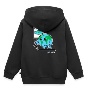 Terre plate Rond Terre - Sweat Premium à capuche enfant bio - noir - Dos - AI Model Kid Male (0cm)