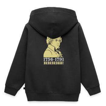 Wolfgang Amadeus Mozart - Sweat Premium à capuche enfant bio - noir - Dos - AI Model Kid Male (0cm)