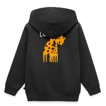 LOVE Giraffe T Shirt Geschenkidee - Kinder Premium Organic Hoodie - Schwarz - Hinten - AI Model Kid Male (0cm)