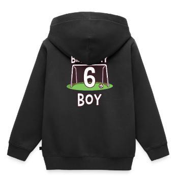 6 Jahre alt und Fußballspieler - Geburtstagskind - Kinder Premium Organic Hoodie - Schwarz - Hinten - AI Model Kid Male (0cm)