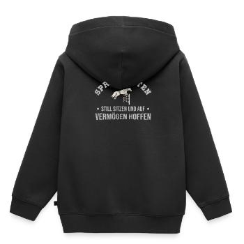 Springreiten - Kinder Premium Organic Hoodie - Schwarz - Hinten - AI Model Kid Male (0cm)