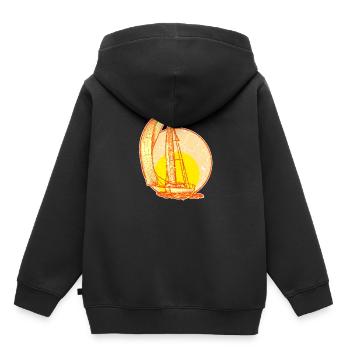 Voilier voilier voilier - Sweat Premium à capuche enfant bio - noir - Dos - AI Model Kid Male (0cm)