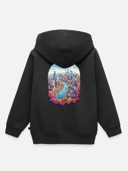 Stadt Landschaft - Kinder Premium Organic Hoodie - Schwarz